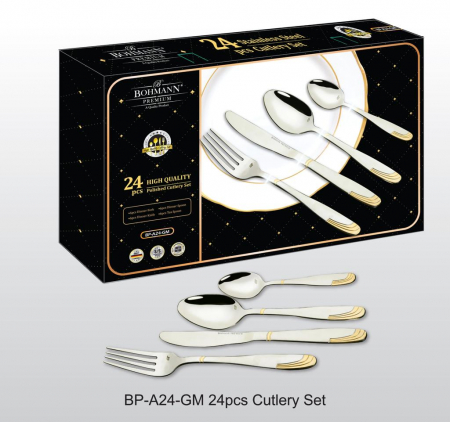Set tacamuri 24 piese Bohmann Premium BPA24-GM, Otel inoxidabil [2]