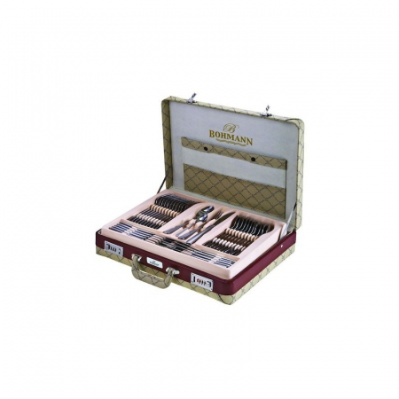 Bucatarie - Set tacamuri 72 piese Bohmann, inox, Model satinat, Diplomat crem