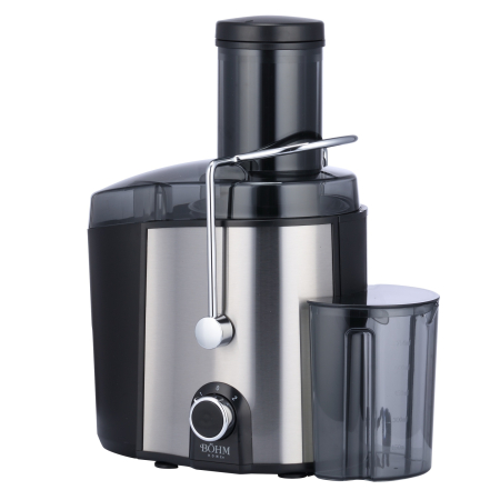 Fara categoriee - Storcator centrifugal de fructe si legume BOHM Home BJE-100B, 1000W, tub alimentare Ø85 mm, recipient suc 750 ml