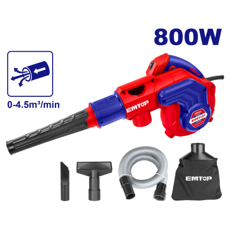 Agro & Zootehnie - Suflanta cu aspirator 800W, set suplimentar perii motor - EABR8001, EMTOP