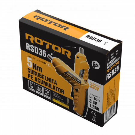 Surubelnita pe acumulator Rotor RSD36, 12V, Cuplu maxim 5NM, 250RPM [1]