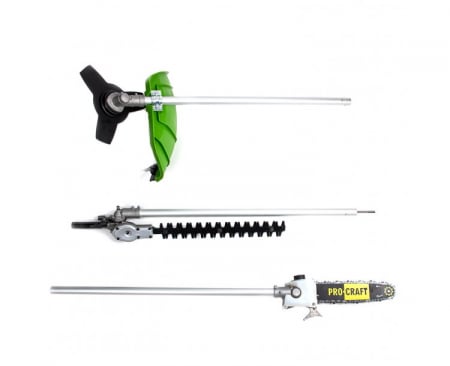 Trimmer (motocositoare) pe acumulator ProCraft PTA20/2, 2x20V/4Ah, Accesoriu fierastrau, gard viu, adaptor pentru cosit iarba [6]