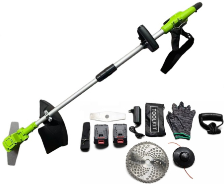 Trimmere & Motocoase Electrice - Trimmer electric pe acumulator Altai, 48V, 2 acumulatori 6000mAh, brat telescopic 90-125 cm, diametru taiere 300mm, Accesorii incluse