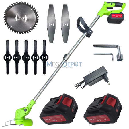 Trimmere & Motocoase Electrice - Trimmer electric pe acumulator Nowa, 48V, 2 acumulatori 6000mAh, brat telescopic 90-125 cm, diametru taiere 300 mm, 12 componente
