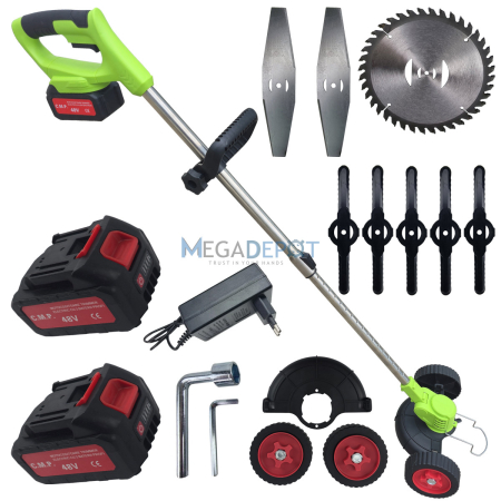 Motocoase & Masini de tuns iarba - Trimmer electric pe acumulator Nowa, 48V, 2 acumulatori 6000mAh, brat telescopic 90-125 cm, diametru taiere 300 mm, 12 componente