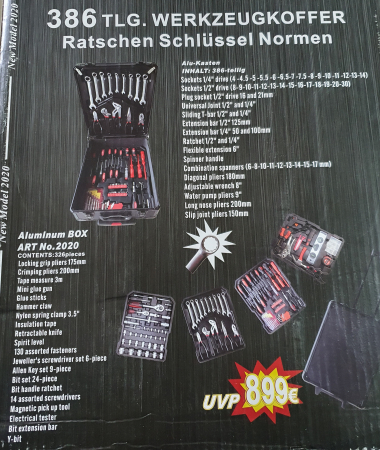 Trusa de scule, Profesionala, 386 piese, MaxxTools + Troler Transport [3]