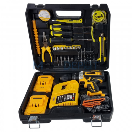 Trusa masina de gaurit si insurubat (autofiletanta) cu impact ProTools 24V, 8Ah, 2 acumulatori, set complet [2]