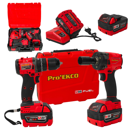 Scule si Unelte - Trusă scule electrice DDT Pro’EKCO M88 FUEL – BRUSHLESS, 2 acumulatori 5.0Ah, incarcator si valiza de transport