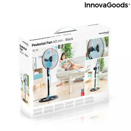 Ventilator cu picior InnovaGoods, 3 viteze, oscilant, unghi reglabil, 100-128cm [6]