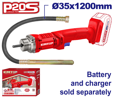 Scule si Unelte - Vibrator de beton fara acumulator si incarcator, 35x1200mm - ECVL202301, EMTOP