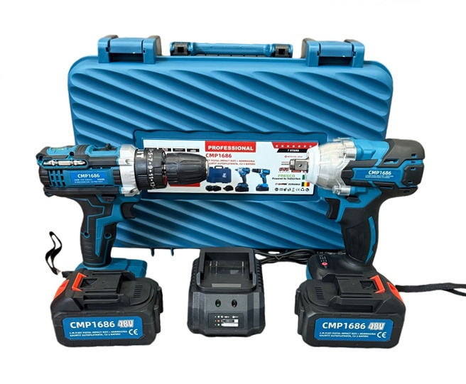 acumulator bormasina 14.4 v Set Pistol de Impact pentru Roti + Bormasina (Autofiletanta) pe acumulator, 48V, Accesorii Incluse