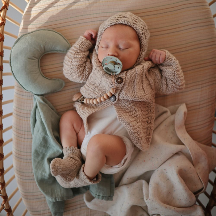 Paturica din bumbac pentru bebe, luna, 30x50cm, Mushie Lovey Blanket - Primrose [2]