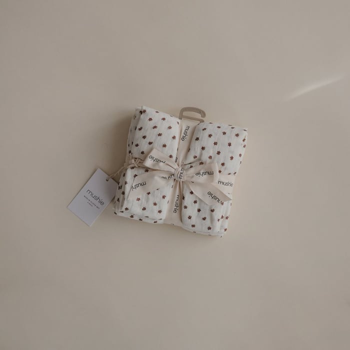 Set 3 museline pentru bebelusi din bumbac organic 60x60cm, Mushie - Bloom [2]