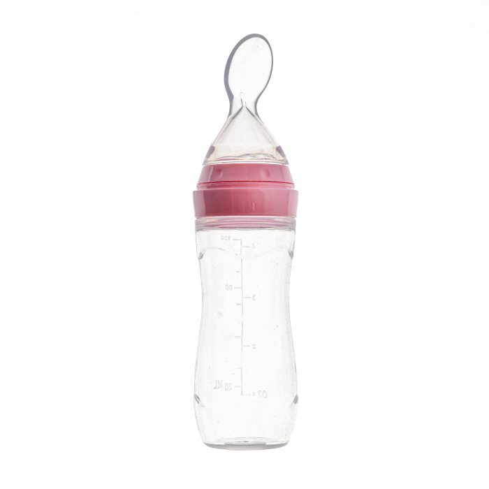 Lingurita cu rezervor din silicon moale pentru bebe, gradata, Melvelo - Pink [2]