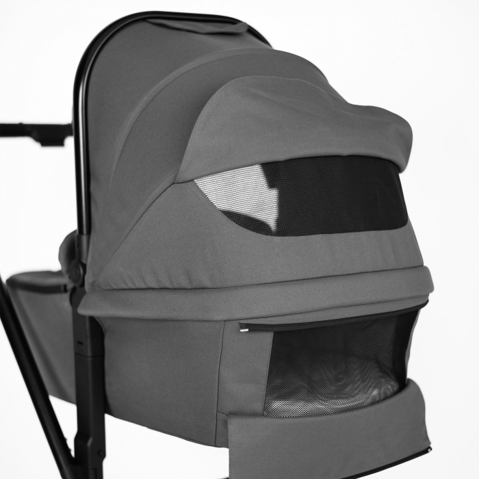 BabyGo - Carucior 3 in 1 Harmony Grey cu maner reglabil pe inaltime, cadru Black [14]