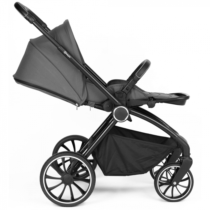 BabyGo - Carucior 3 in 1 Harmony Grey cu maner reglabil pe inaltime, cadru Black [18]