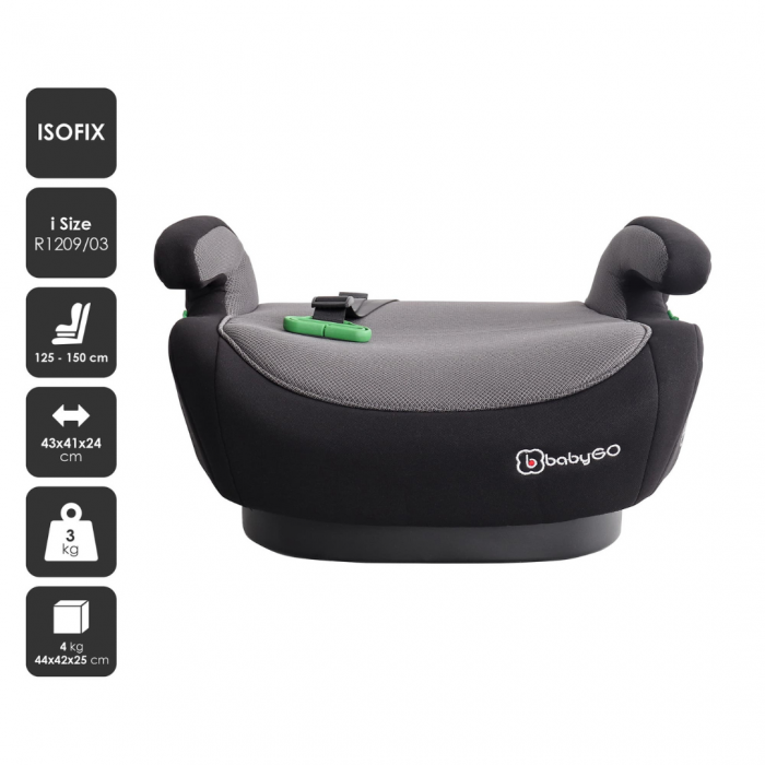 BabyGo - Scaun auto booster Bursa IV Black, 125-150 cm, certificat R129 [2]