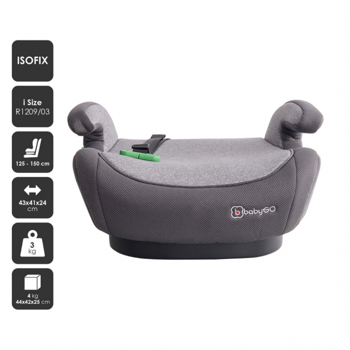 BabyGo - Scaun auto booster i-Size Bursa IV Grey, 125-150 cm, certificat R129 [2]