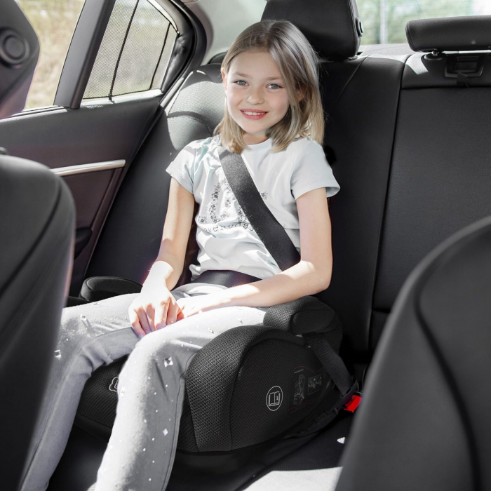 BabyGo - Scaun auto booster i-Size, Melange Gray, 125-150 cm, certificat R129 [4]