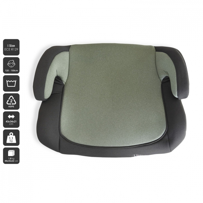 BabyGo - Scaun auto booster i-Size, Melange Green, 125-150 cm, certificat R129 [3]