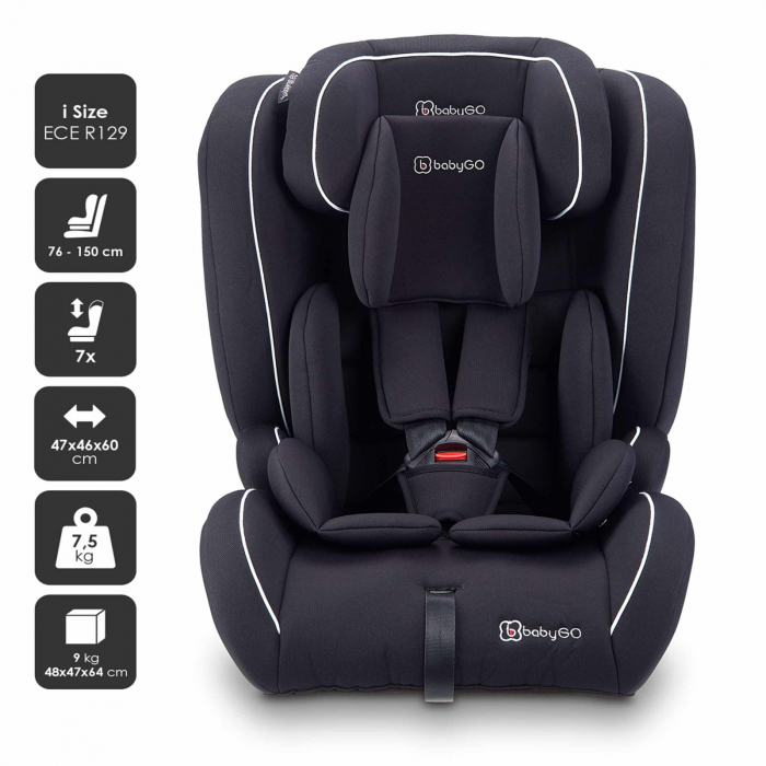 BabyGo - Scaun auto i-Size FreeFix Black, 76-150 cm, certificat R129 [3]