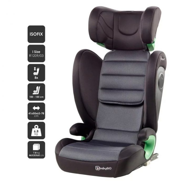 BabyGo - Scaun auto SafeChild Grey, 100-150 cm, certificat R129 [4]