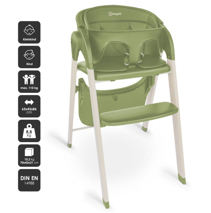 BabyGo - Scaun de masa 3 in 1 transformabil Levels Khaki [11]