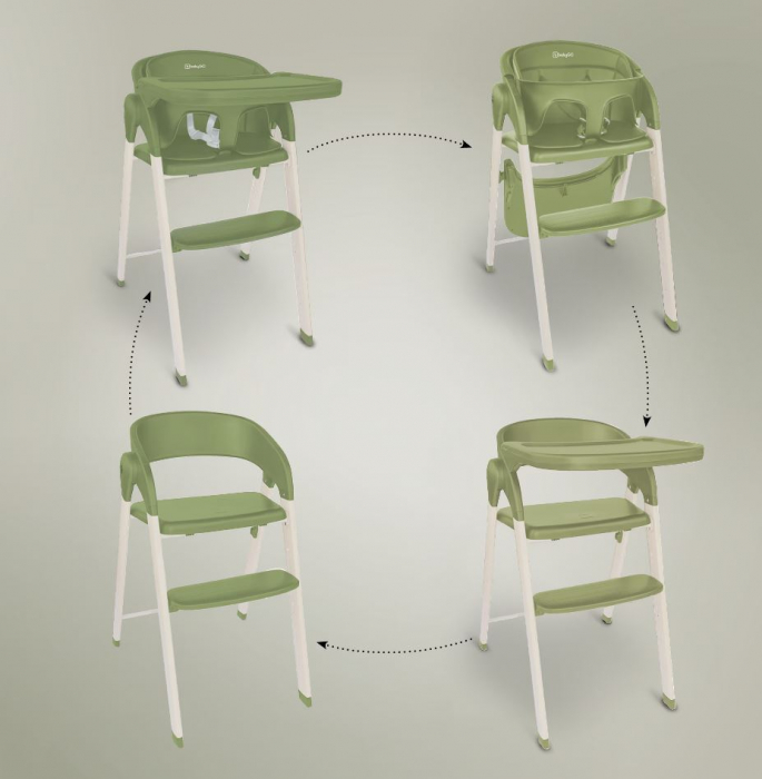 BabyGo - Scaun de masa 3 in 1 transformabil Levels Khaki [3]