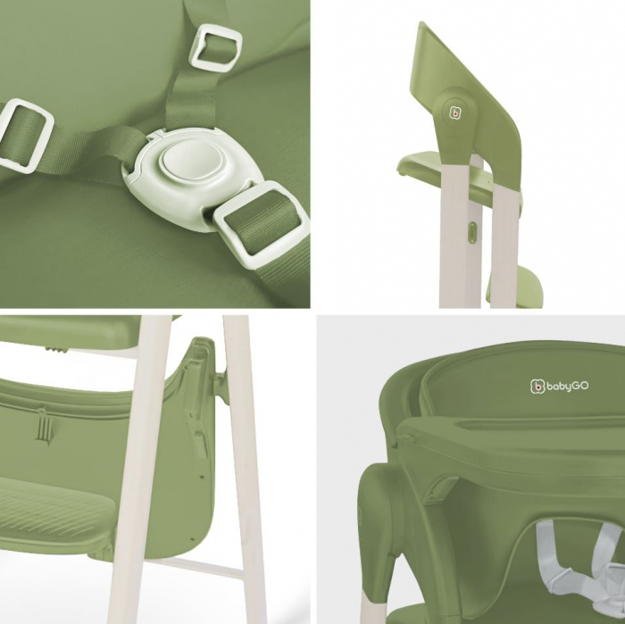 BabyGo - Scaun de masa 3 in 1 transformabil Levels Khaki [7]
