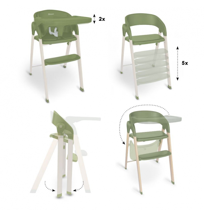BabyGo - Scaun de masa 3 in 1 transformabil Levels Khaki [4]