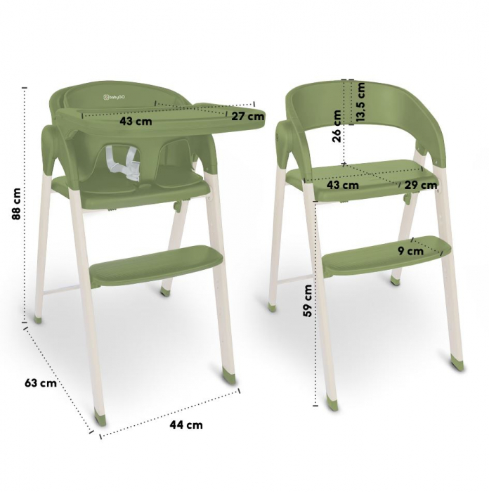 BabyGo - Scaun de masa 3 in 1 transformabil Levels Khaki [6]