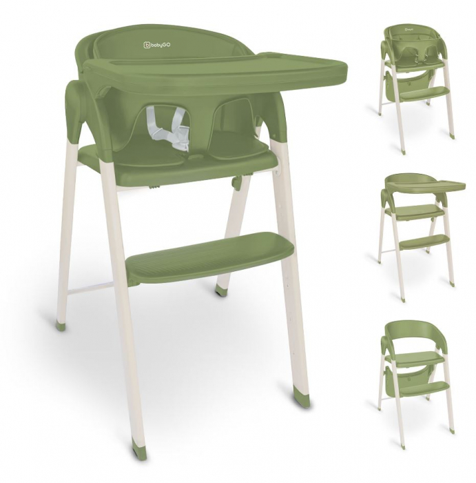 BabyGo - Scaun de masa 3 in 1 transformabil Levels Khaki [1]
