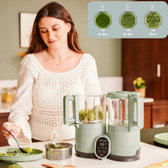 Babymoov - Robot multifunctional Nutribaby Glass 4 in 1 din sticla si otel inoxidabil Celadon Green [3]