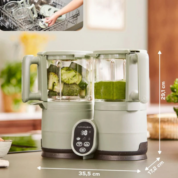 Babymoov - Robot multifunctional Nutribaby Glass 4 in 1 din sticla si otel inoxidabil Celadon Green [2]