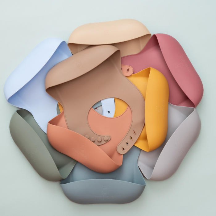 Baveta din silicon alimentar moale, pentru bebelusi, diversificare, Melvelo - Baby Blue [2]