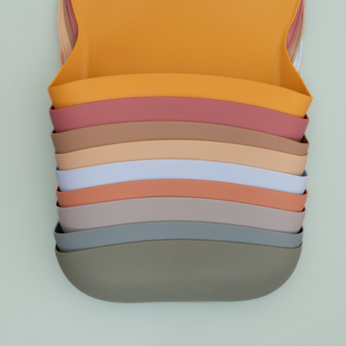 Baveta din silicon alimentar moale, pentru bebelusi, diversificare, Melvelo - Peach [3]