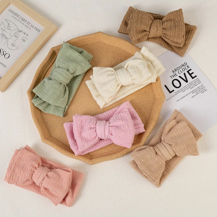 Bentita bebe, lata cu funda, bumbac, Melvelo, Dusk - Pink Flower [4]