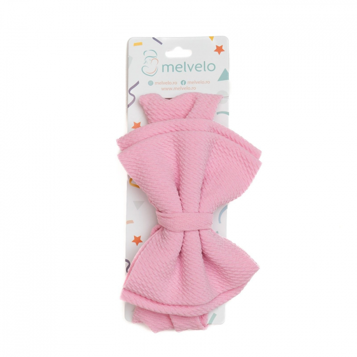 Bentita lata, bebe, cu funda dubla, poliester, Melvelo, Rice - Blossom [2]