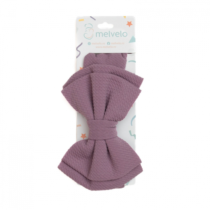 Bentita lata, bebe, cu funda dubla, poliester, Melvelo, Rice - Mauve [2]