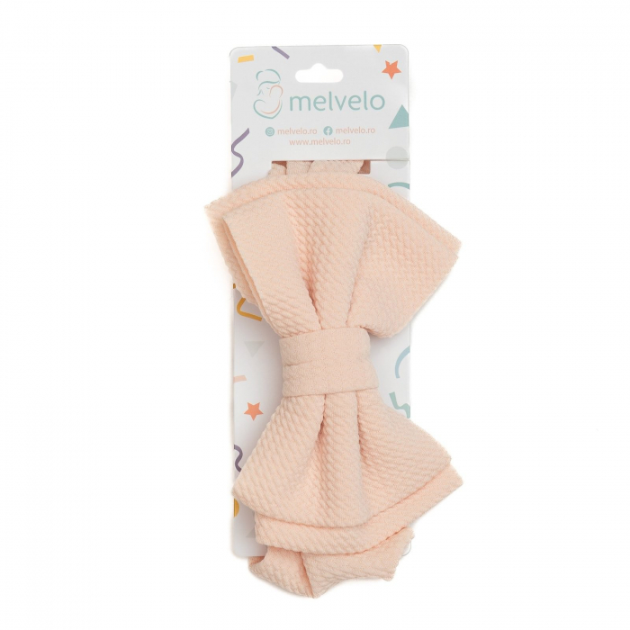 Bentita lata, bebe, cu funda dubla, poliester, Melvelo, Rice - Pink Cream [2]