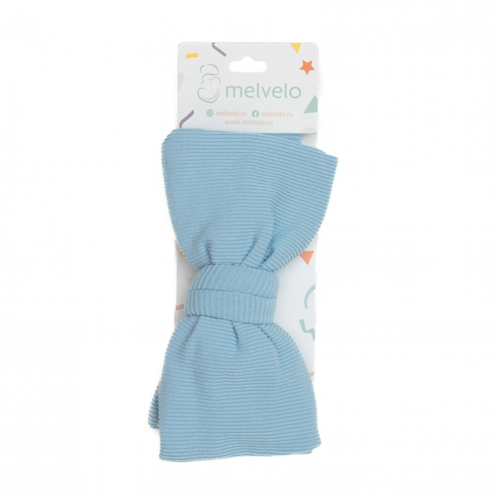 Bentita lata, bebe, cu funda proeminenta, bumbac, Melvelo, Bushy - Baby Blue [2]