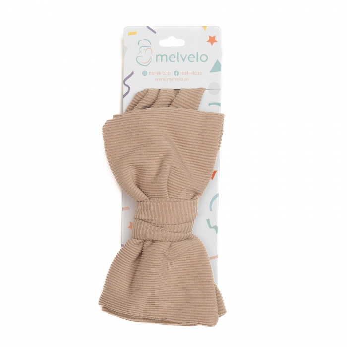 Bentita lata, bebe, cu funda proeminenta, bumbac, Melvelo, Bushy - Beige [2]