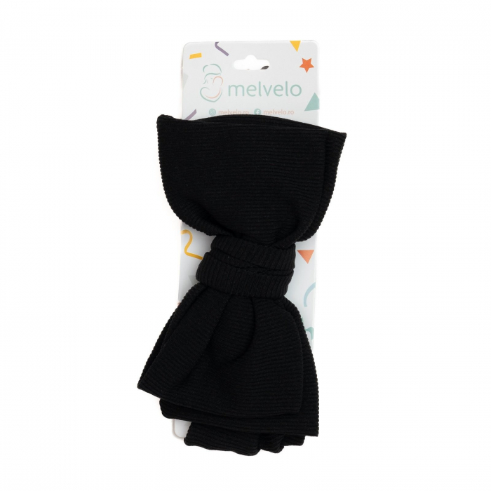 Bentita lata, bebe, cu funda proeminenta, bumbac, Melvelo, Bushy - Black [2]