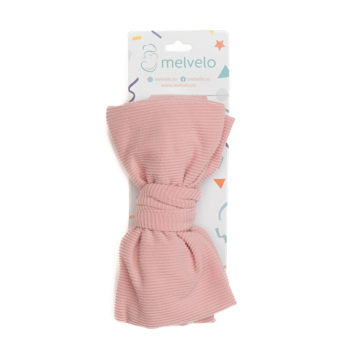 Bentita lata, bebe, cu funda proeminenta, bumbac, Melvelo, Bushy - Blush [2]
