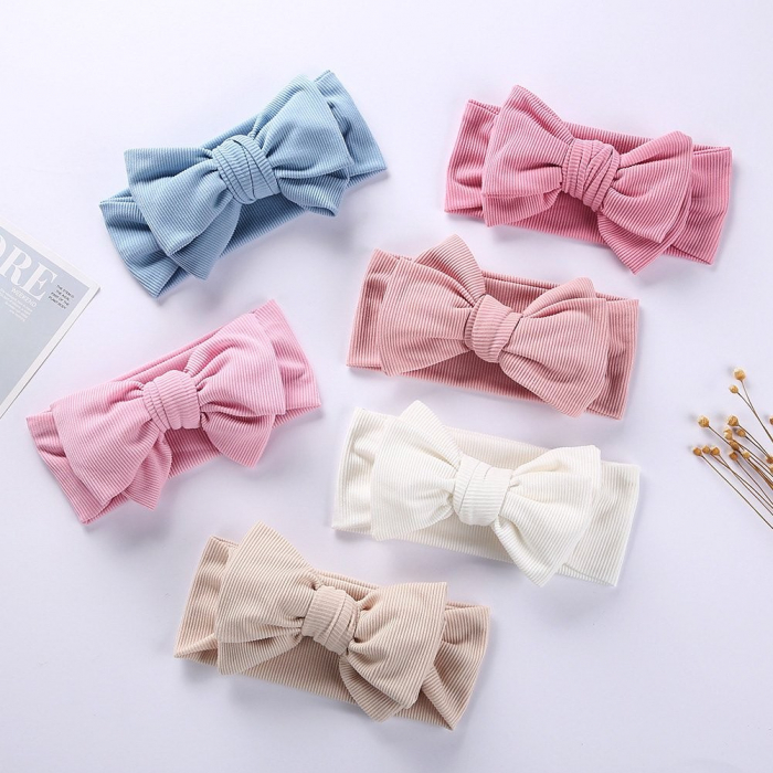 Bentita lata, bebe, cu funda proeminenta, bumbac, Melvelo, Bushy - Blush [3]