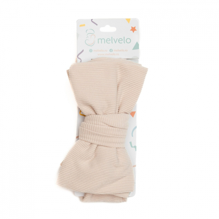 Bentita lata, bebe, cu funda proeminenta, bumbac, Melvelo, Bushy - Cream [2]