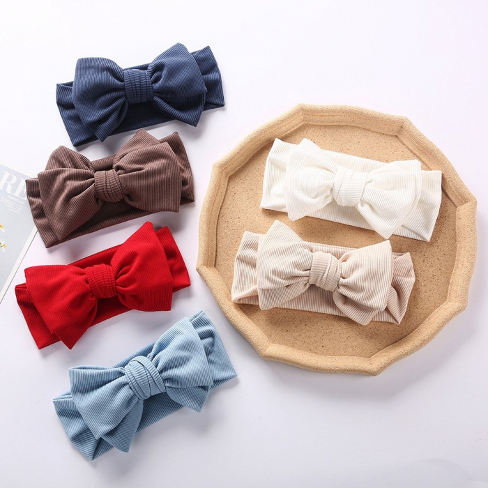 Bentita lata, bebe, cu funda proeminenta, bumbac, Melvelo, Bushy - Cream [4]