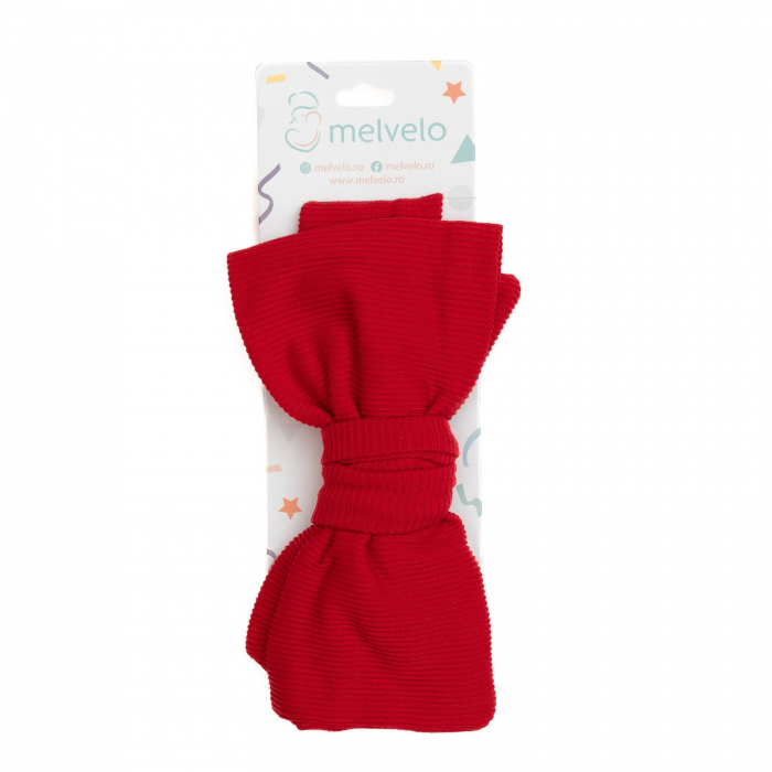 Bentita lata, bebe, cu funda proeminenta, bumbac, Melvelo, Bushy - Ruby [2]