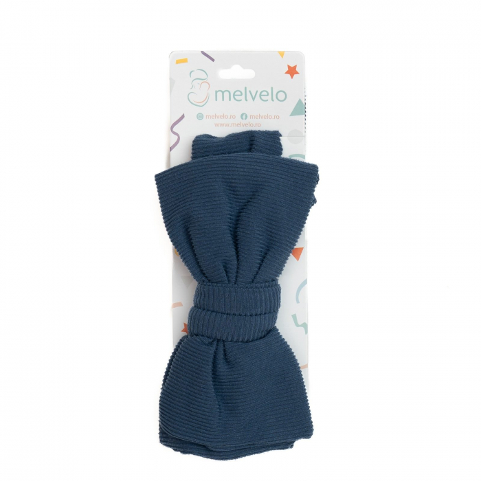 Bentita lata, bebe, cu funda proeminenta, bumbac, Melvelo, Bushy - Steal Blue [2]