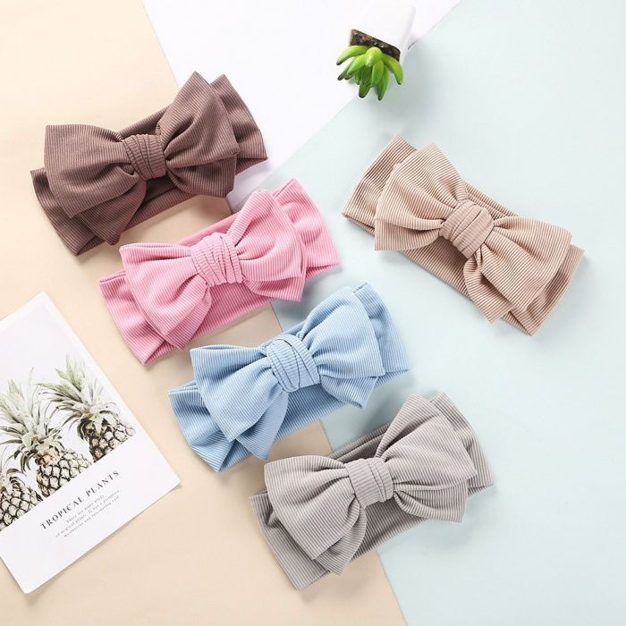 Bentita lata, bebe, cu funda proeminenta, bumbac, Melvelo, Bushy - Steal Blue [4]